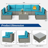 7-Piece Modular Outdoor Sectional Wicker Patio Furniture Set