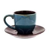 Exotic Melodies Stoneware Cup & Saucer Set – Blue/Brown
