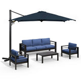 5-Piece Aluminum Patio Sofa Set with Umbrella and Armchairs