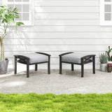 All-Weather Iron Frame Outdoor Ottoman with Cushion