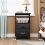 Tall Nightstand Set of 2 Wooden Rustic Bedside End Table
