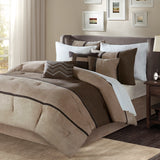 Palizzate Suede 7PC Comforter/6PC Duvet Cover Set, Brown