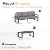 75" Outdoor Aluminum Sofa and Table with Cushion