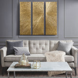 Gold Metallic Modern Sunburst 3-Piece Wall Art Decor Set