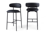Lupita - Vegan Leather Upholstered Bar Stool With Matte Black Frame (Set of 2)