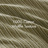 3 Piece Vintage Waffle Washed Comforter Set, Green