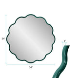 Kushi Round Scalloped Edge Mirror in Glossy Hunter Green