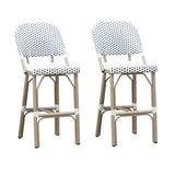 PURPLE LEAF Outdoor Bar Height Stools Set of 2 French Country Patio Rattan Bar Stool Chairs Outdoor Armless Barstools for Porch Garden Indoor Kitchen