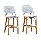 PURPLE LEAF Outdoor Bar Height Stools Set of 2 French Country Patio Rattan Bar Stool Chairs Outdoor Armless Barstools for Porch Garden Indoor Kitchen