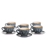 Handmade Gray Ceramic Coffee Cup & Saucer, 2.5 oz