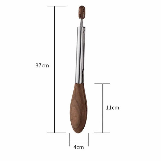Walnut Wood Stainless Steel Kitchen Tongs