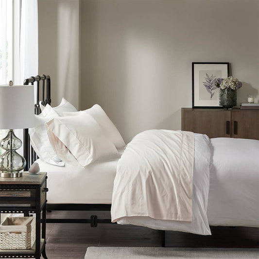 Brushed Cotton Percale Peach-Like Sheet Set, Ivory