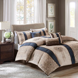 Jacquard Medallion 7-Piece Comforter Set, Navy Blue