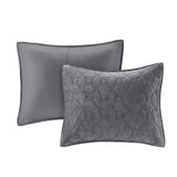 Velvet 3-Piece Quilt Set, Grey