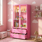 64'' Tall Display Cabinet with Acrylic Doors and Led Lights