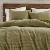 Stone-Washed Cotton Waffle Texture Duvet Cover, Green