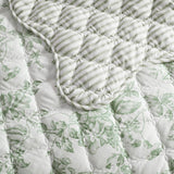 Vintage Inspired Floral Microfiber Quilt Set, Green