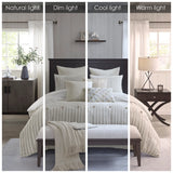 Oversized Cotton Clipped Jacquard Comforter Set, Ivory