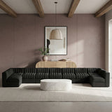 Rummi - Armless Velvet Performance Fabric Upholstered 9 Piece Modular Sectional