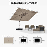 PURPLE LEAF Hailar Deluxe Aluminum Patio Umbrella with Base, Square and Rectangular Umbrella