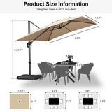 PURPLE LEAF Patio Outdoor Large Umbrella Square and Rectangular Cantilever Yard Sun Umbrellas