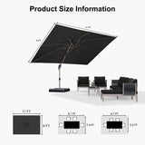 PURPLE LEAF Hailar Deluxe Aluminum Patio Umbrella with Base, Square and Rectangular Umbrella