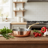 Mauviel M'Heritage M'250 B Copper Saute Pan With Brass Handle