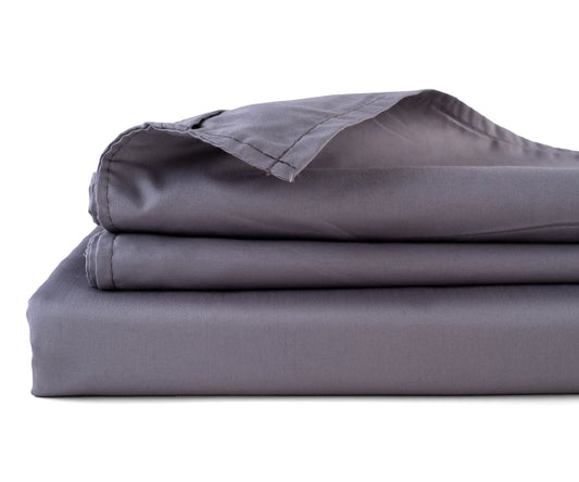 Grey Cotton Sateen Flat Sheet