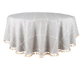 Tablecloth Round - Plaid Tablecloth with Tassels