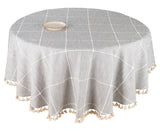 Tablecloth Round - Plaid Tablecloth with Tassels