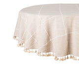 Tablecloth Round - Plaid Tablecloth with Tassels