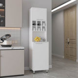 Attica 80" High Double Door Kitchen Pantry Cabinet with Six Spice Cubbies, Four Spacious Shelves, Large Storage Cabinets for Kitchen, Garage, Laundry Room or Home Organization