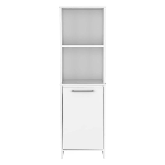 Eiffel Kitchen Pantry, Two External Shelves, Single Door Cabinet, Two Interior Shelves White