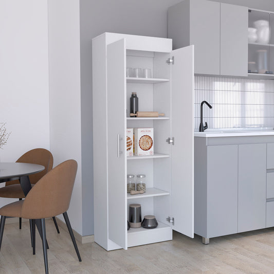 TUHOME Nepal Pantry Cabinet with Two-Door Vertical Storage, Five Spacious Interior Shelves, Easy-Access Handles, Space-Efficient Design for Organizing Groceries, Kitchenware and Everyday Essentials in Modern Kitchens