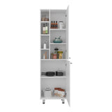TUHOME Burton Kitchen Pantry with Two Doors, Adjustable Interior Shelves and Side Storage Compartments, Compact Organization Cabinet for Food, Supplies and Small Appliances, Space-Saving Solution for Modern Home Kitchens