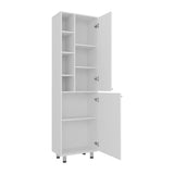 TUHOME Burton Kitchen Pantry with Two Doors, Adjustable Interior Shelves and Side Storage Compartments, Compact Organization Cabinet for Food, Supplies and Small Appliances, Space-Saving Solution for Modern Home Kitchens