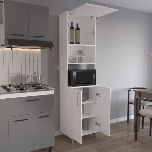 Bombona 80" High Double Cabinet Kitchen Pantry with Six Spacious Shelves, Appliance Storage Hutch, Pull-Up Gas Spring Door, Large Base Cabinet for Kitchen, Garage, Laundry or Home Organization