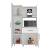 Pantress Complete Kitchen Pantry and Microwave Cabinet with One Door Side Kitchen Storage Cabinet, Compact Countertop, One Drawer, One Small Cabinet and, One Open Shelf