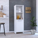 Tuhome Eiffel Kitchen Pantry with Two Open Shelves, Single-Door Cabinet, Multi-Level Interior Storage, Modern Space-Saving Kitchen Organizer for Small Appliances, Pantry Essentials, and Everyday Home Organization
