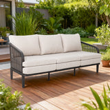 Asheville 5-Piece Aluminum Patio Deep Sofa Set With Nesting Sintered Stone Tables