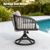 Asheville Patio Rectangular Dining Table and 6 Swivel Chair