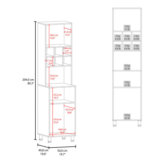Attica 80" High Double Door Kitchen Pantry Cabinet with Six Spice Cubbies, Four Spacious Shelves, Large Storage Cabinets for Kitchen, Garage, Laundry Room or Home Organization