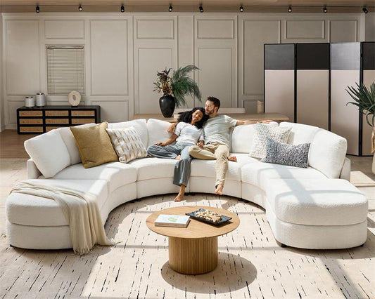 Aeris 138" Modern Curved Sectional Couch & Sofa With Curved Aesthetic