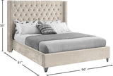 Aiden Velvet Bed - Elegant Wing Design with Deep Tufting, Chrome Nailheads & Solid Wood Frame