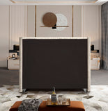 Aiden Velvet Bed - Elegant Wing Design with Deep Tufting, Chrome Nailheads & Solid Wood Frame