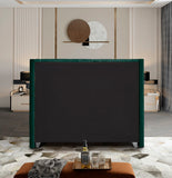 Aiden Velvet Bed - Elegant Wing Design with Deep Tufting, Chrome Nailheads & Solid Wood Frame