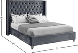 Aiden Velvet Bed - Elegant Wing Design with Deep Tufting, Chrome Nailheads & Solid Wood Frame