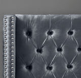 Aiden Velvet Bed - Elegant Wing Design with Deep Tufting, Chrome Nailheads & Solid Wood Frame