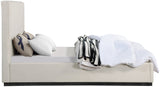 Alfie Bed - Luxurious Linen Upholstered Full Bed with Tall Headboard and Solid Wood Base Design