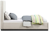 Alfie Bed - Luxurious Linen Upholstered Full Bed with Tall Headboard and Solid Wood Base Design